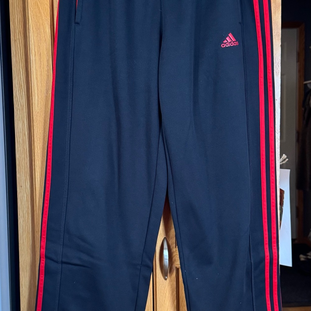 Adidas men’s Black Sweatpants with Red Stripes